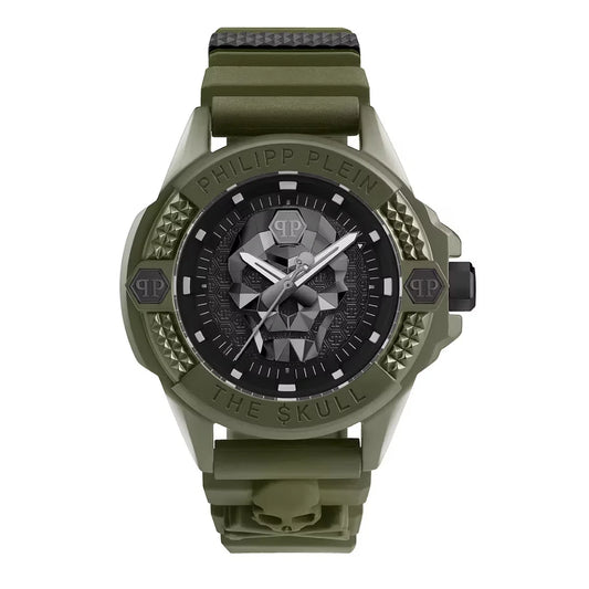 Philipp Plein $kull Quartz Black Dial Analog Silicone Strap Men Watch PWUBA0423
