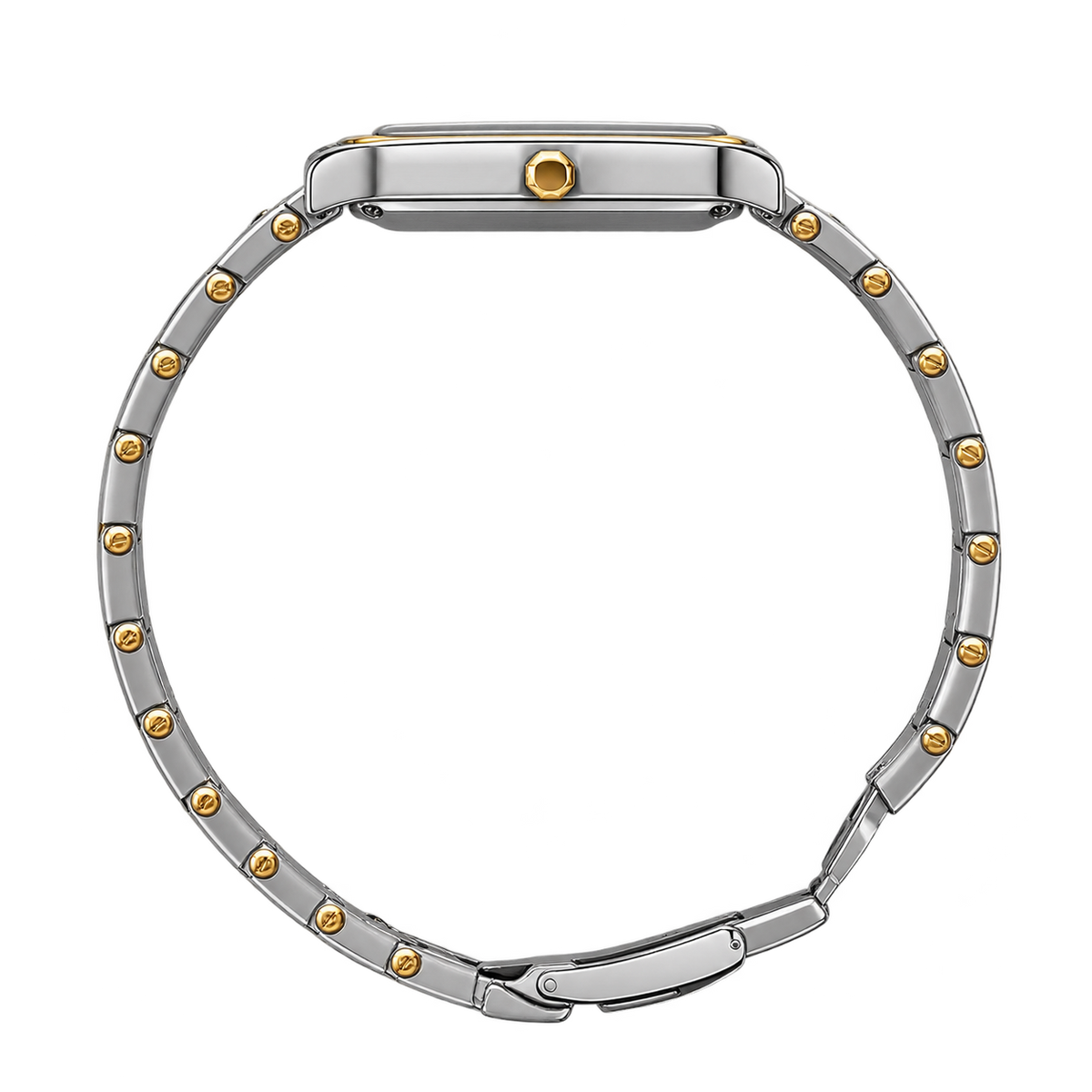Timex Women’s Two-Tone Silver & Gold Rectangular Dial Stainless Steel Bracelet Watch TWEL28901