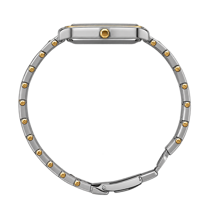 Timex Women’s Two-Tone Silver & Gold Rectangular Dial Stainless Steel Bracelet Watch TWEL28901