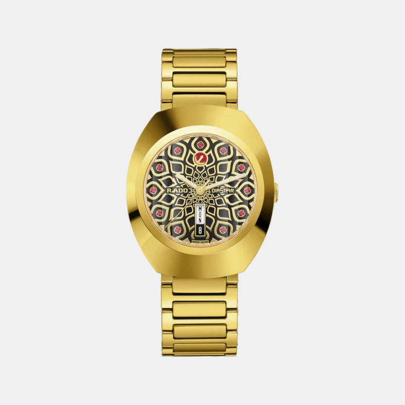 Rado Diastar Unisex Automatic Black & Yellow Dial Analog Stainless Steel Watch R12161653