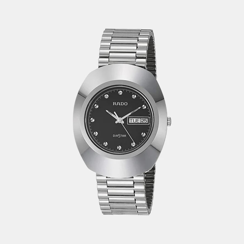 Rado Diastar Men Quartz Black Dial Analog Stainless Steel Watch R12391153