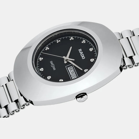Rado Diastar Men Quartz Black Dial Analog Stainless Steel Watch R12391153