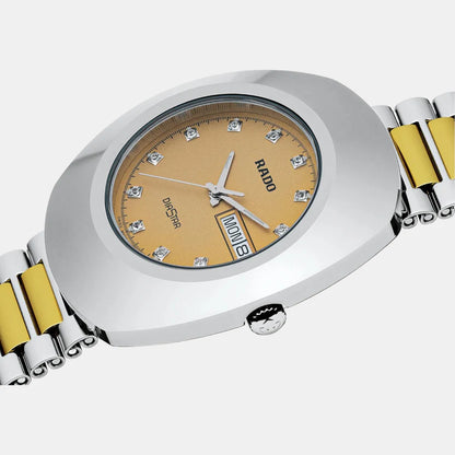 Rado Diastar Men Quartz Yellow Dial Analog Stainless Steel Watch R12391633
