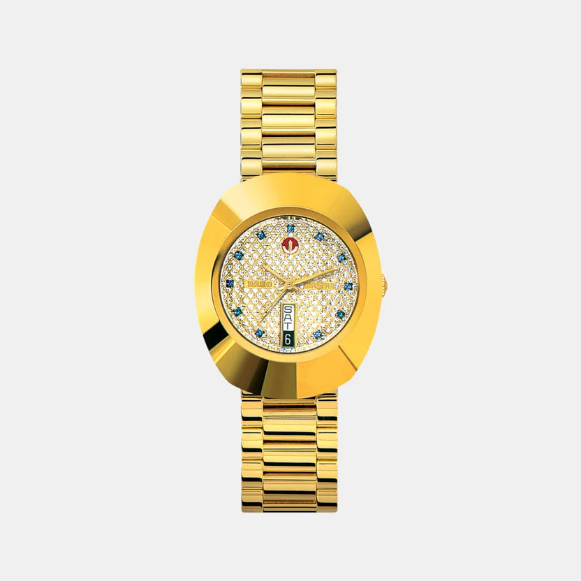Rado Diastar Men Automatic Gold Dial Analog Stainless Steel Watch R12413314