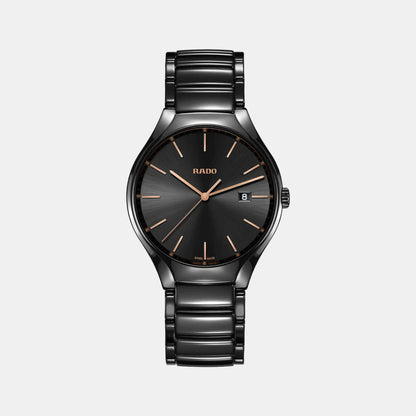 Rado True Round Unisex Quartz Black Dial Analog Ceramic Watch R27238162