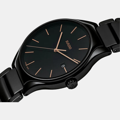 Rado True Round Unisex Quartz Black Dial Analog Ceramic Watch R27238162