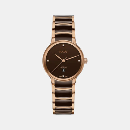 Rado Centrix Women Quartz Brown Dial Chronograph Ceramic Watch R30024712