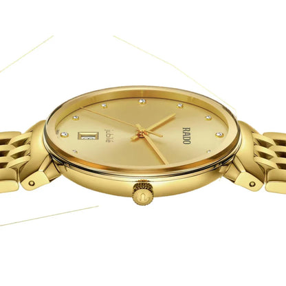 Rado Florence Unisex Quartz Gold Dial Analog Stainless Steel Watch R48914713