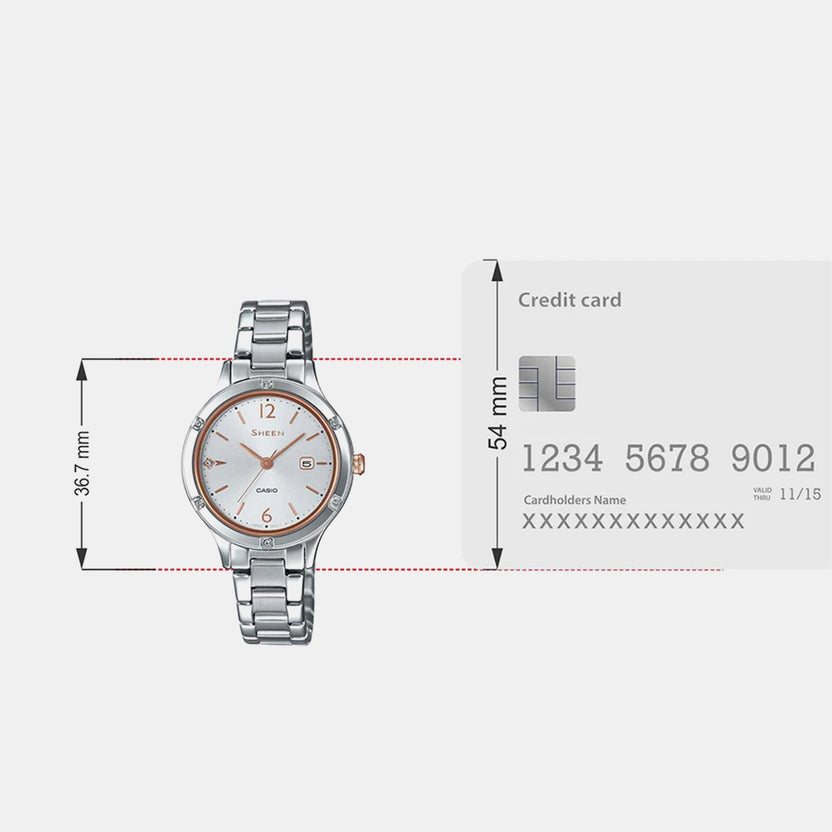 Sheen Women Quartz White Dial Analog Stainless Steel Watch SH205