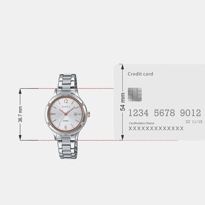 Sheen Women Quartz White Dial Analog Stainless Steel Watch SH205