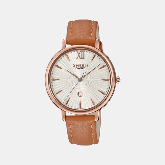 Sheen Women Quartz White Dial Analog Leather Watch SH223