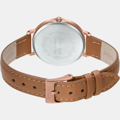 Sheen Women Quartz White Dial Analog Leather Watch SH223