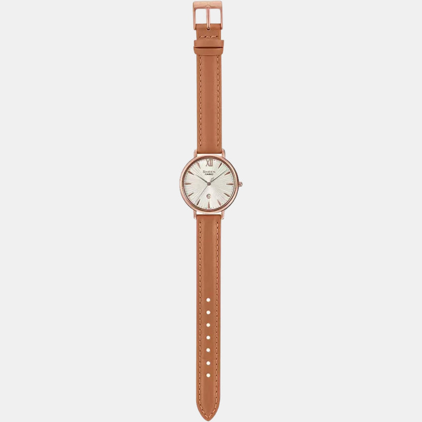 Sheen Women Quartz White Dial Analog Leather Watch SH223