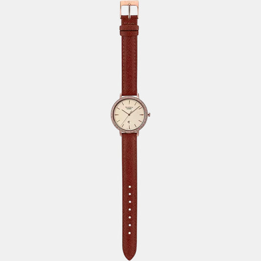 Sheen Women Quartz Gold Dial Analog Leather Watch SH229