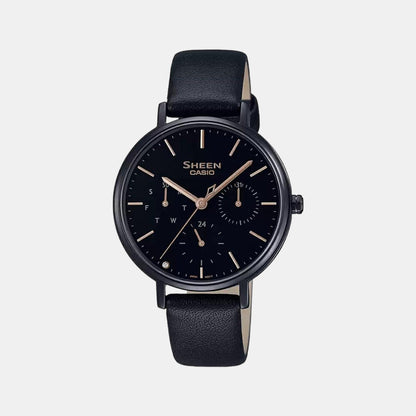 Sheen Women Quartz Black Dial Analog Leather Watch SH234