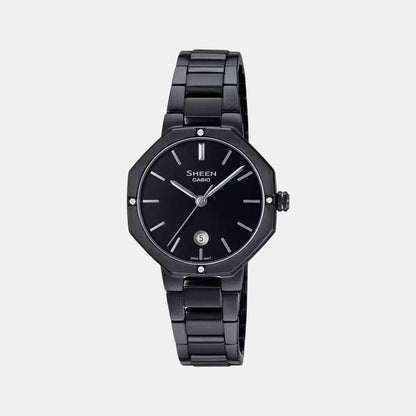 Sheen Women Quartz Black Dial Analog Stainless Steel Watch SH243