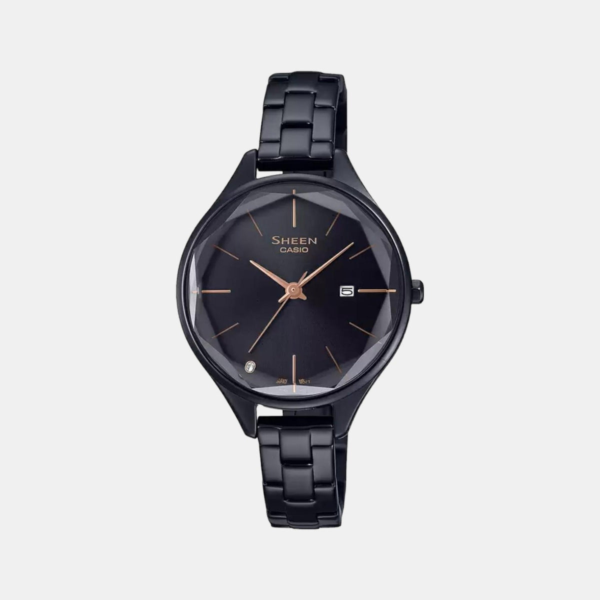 Sheen Women Quartz Black Dial Analog Stainless Steel Watch SH251