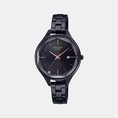 Sheen Women Quartz Black Dial Analog Stainless Steel Watch SH251