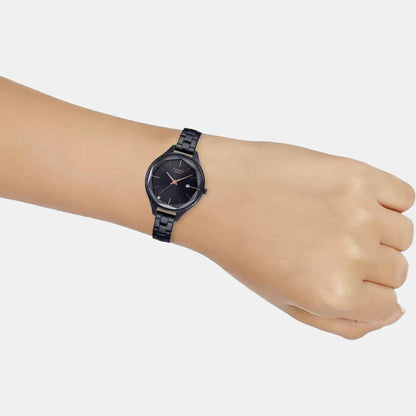 Sheen Women Quartz Black Dial Analog Stainless Steel Watch SH251