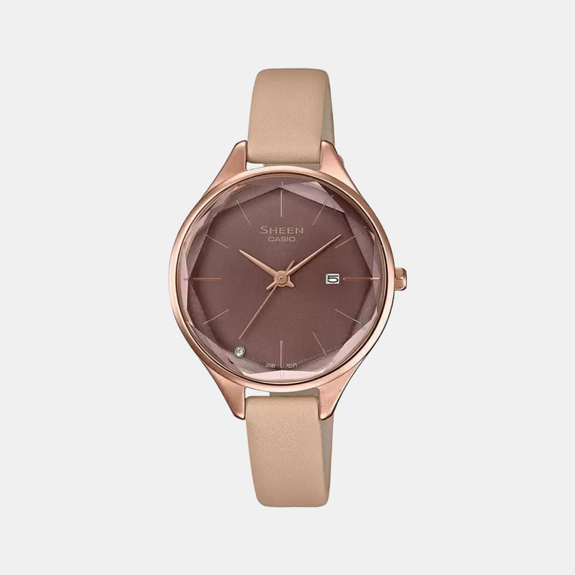 Sheen Women Quartz Brown Dial Analog Leather Watch SH253