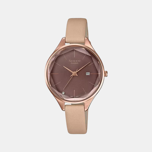 Sheen Women Quartz Brown Dial Analog Leather Watch SH253