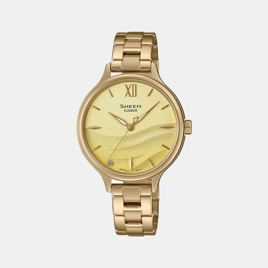 Sheen Women Quartz Gold Dial Analog Stainless Steel Watch SH273
