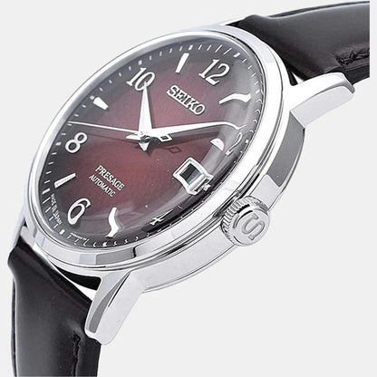 SEIKO Presage Men Automatic Red Dial Analog Leather Watch SRPE41J1