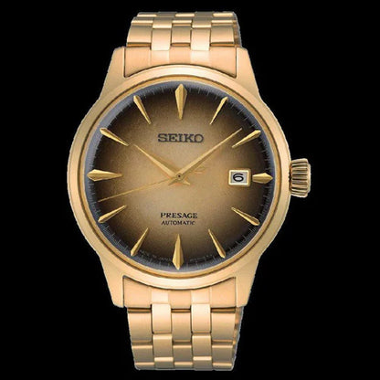 SEIKO Presage Men Automatic Gold Dial Analog Stainless Steel Watch SRPK48J1