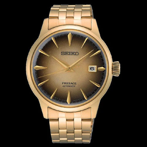 SEIKO Presage Men Automatic Gold Dial Analog Stainless Steel Watch SRPK48J1