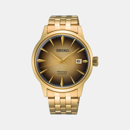 SEIKO Presage Men Automatic Gold Dial Analog Stainless Steel Watch SRPK48J1
