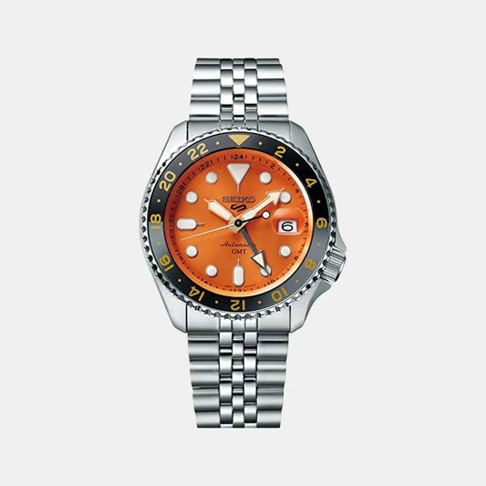 SEIKO 5 Sports Men Automatic Orange Dial Analog Stainless Steel Watch - SSK005K1