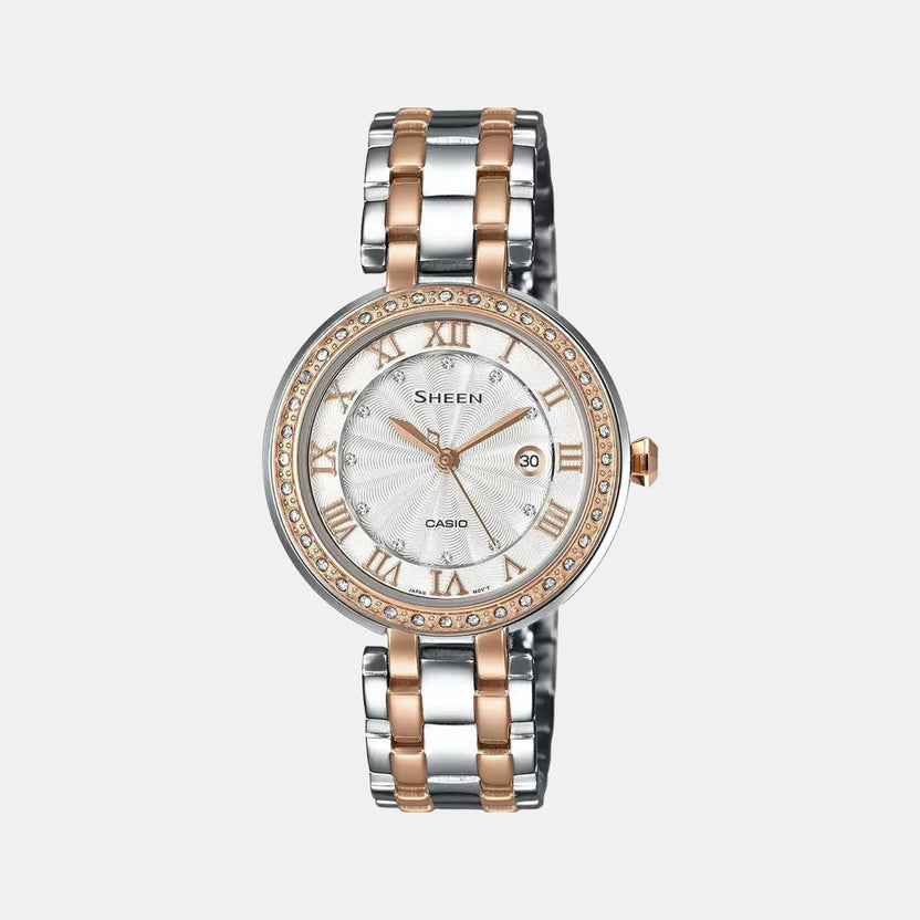 Sheen Women Quartz White Dial Analog Stainless Steel Watch SX156