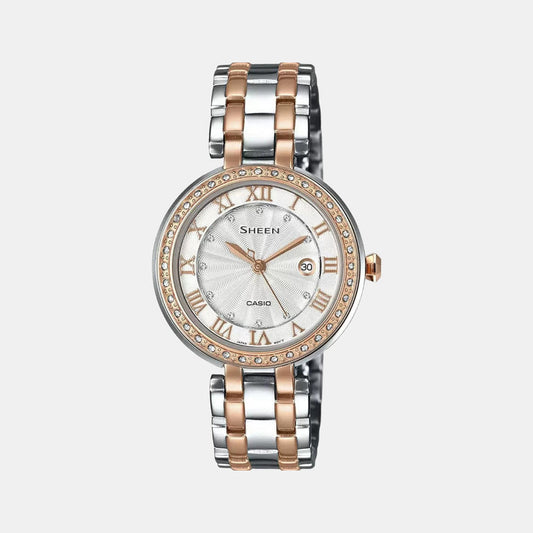 Sheen Women Quartz White Dial Analog Stainless Steel Watch SX156