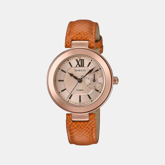Sheen Women Quartz White Dial Chronograph Leather Watch SX216