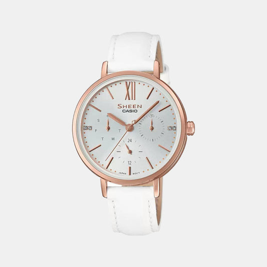 Sheen Women Quartz White Dial Chronograph Leather Watch SX232