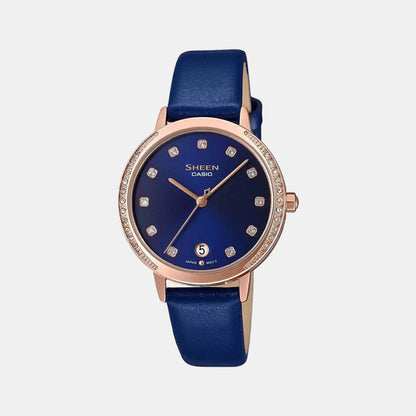 Sheen Women Quartz Blue Dial Analog Leather Watch SX273