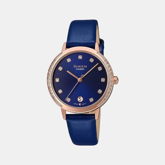 Sheen Women Quartz Blue Dial Analog Leather Watch SX273