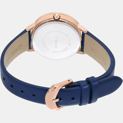 Sheen Women Quartz Blue Dial Analog Leather Watch SX273
