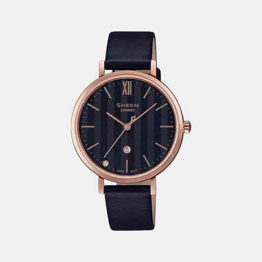 Sheen Women Quartz Black Dial Analog Leather Watch SX274