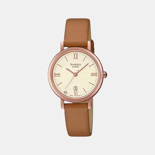 Sheen Women Quartz Gold Dial Analog Leather Watch SX279