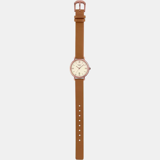 Sheen Women Quartz Gold Dial Analog Leather Watch SX279
