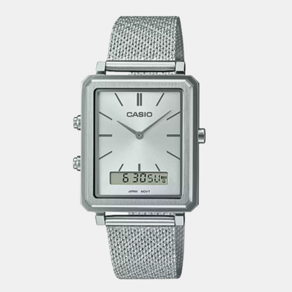 Enticer Men Quartz White Dial Analog-Digital Mesh Watch A2089