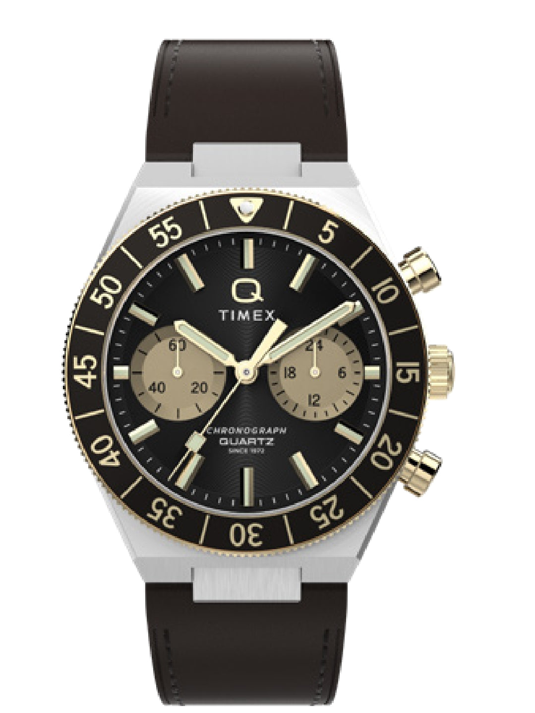 Q TIMEX CONTINENTAL CHRONOGRAPH 40MM  LEATHER STRAP WATCH TW2Y56000UJ
