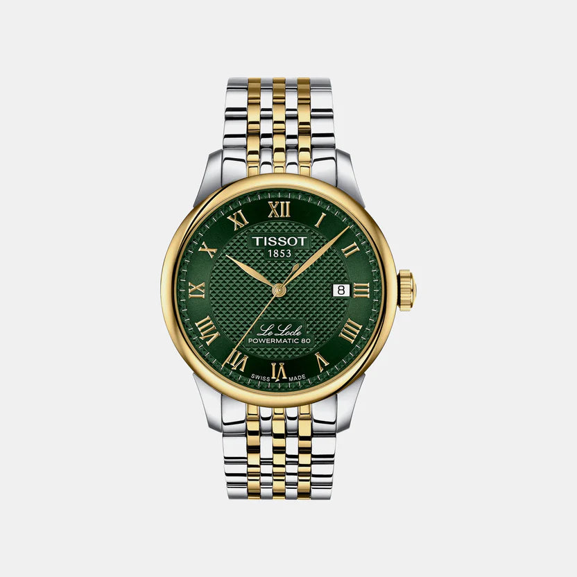 Tissot Le Locle Men Green Dial Analog Stainless Steel Watch T0064072209300