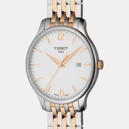 Tissot Tradition Men Quartz Silver Dial Analog Stainless Steel Watch T0636102203701