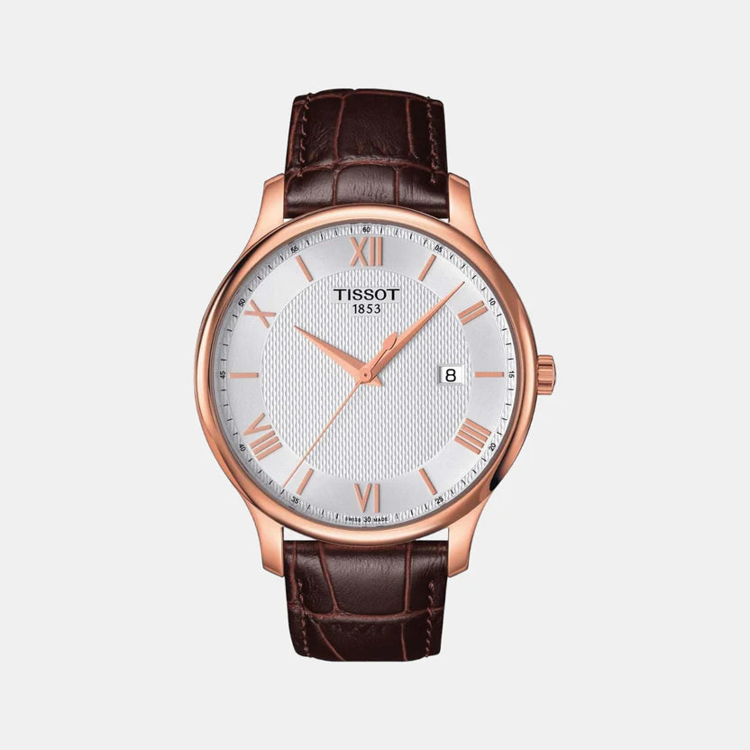Tissot Tradition Men Quartz Silver Dial Analog Leather Watch T0636103603800