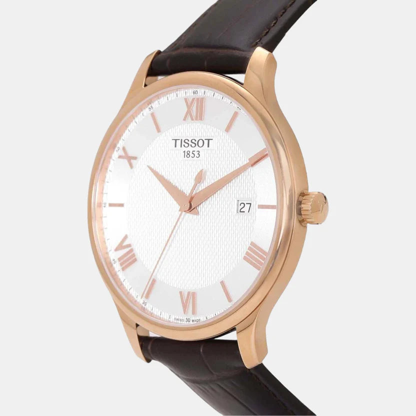 Tissot Tradition Men Quartz Silver Dial Analog Leather Watch T0636103603800