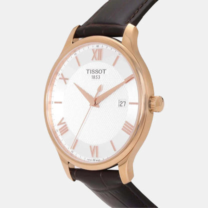Tissot Tradition Men Quartz Silver Dial Analog Leather Watch T0636103603800