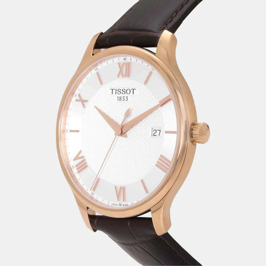 Tissot Tradition Men Quartz Silver Dial Analog Leather Watch T0636103603800