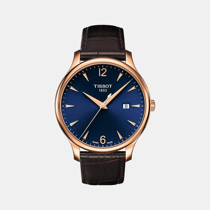 Tissot Tradition Men Quartz Blue Dial Analog Leather Watch T0636103604700